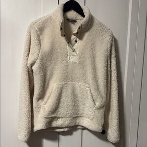 Eddie Bauer Off-White Fleece Sherpa pullover sweater Jacket small